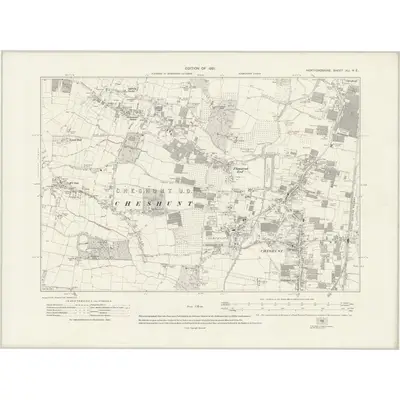 1912 Map of Hertfordshire XLI.NE, 1921 Print