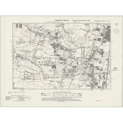 1938 Map of Hertfordshire XLI.NE, 1944 Print