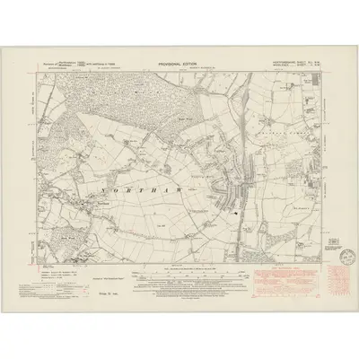 1938 Map of Hertfordshire XLI.NW, 1949 Print