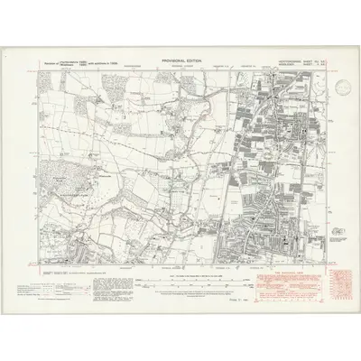 1938 Map of Hertfordshire XLI.SE, 1947 Print