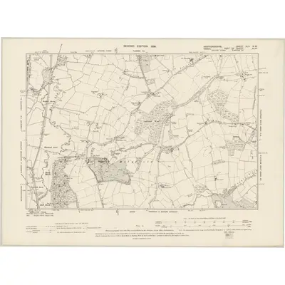 1896 Map of Hertfordshire XLII.NW, 1899 Print