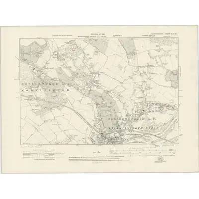 1913 Map of Hertfordshire XLIII.NE, 1921 Print