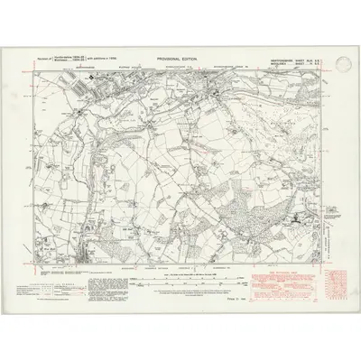 1938 Map of Hertfordshire XLIII.SE, 1946 Print