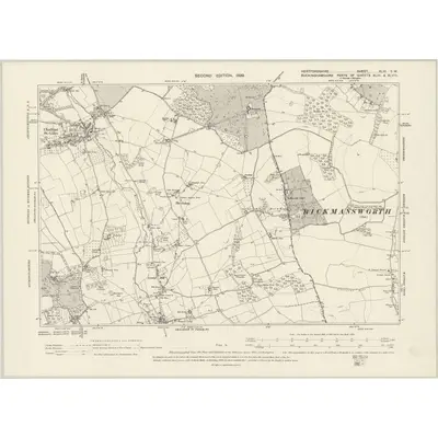 1896 Map of Hertfordshire XLIII.SW, 1899 Print