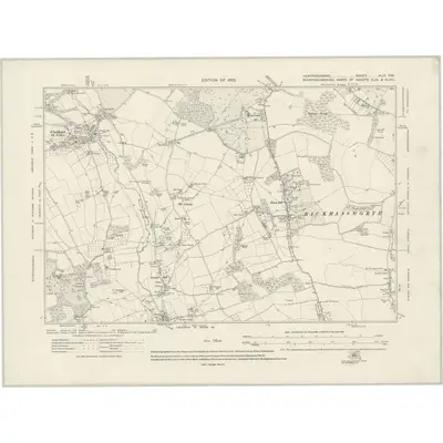 1913 Map of Hertfordshire XLIII.SW, 1922 Print
