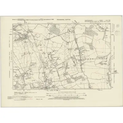 1938 Map of Hertfordshire XLIII.SW, 1944 Print