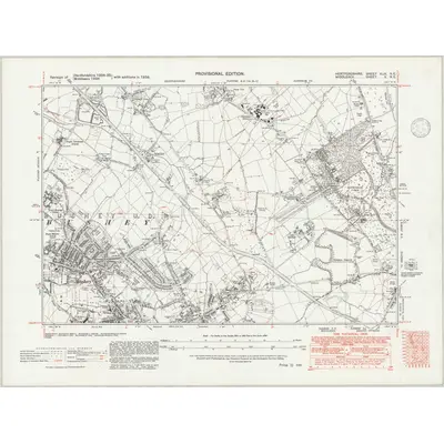 1938 Map of Hertfordshire XLIV.NE, 1946 Print