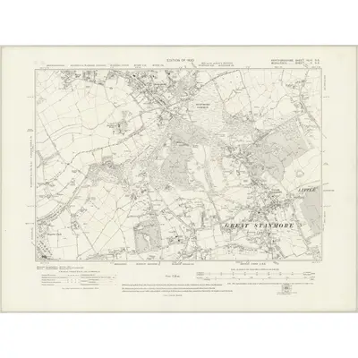 1912 Map of Hertfordshire XLIV.SE, 1920 Print