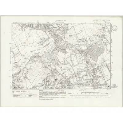 1934 Map of Hertfordshire XLIV.SE, 1939 Print