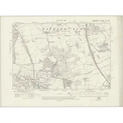 1912 Map of Hertfordshire XLIV.SW, 1920 Print