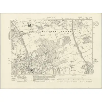 1934 Map of Hertfordshire XLIV.SW, 1939 Print