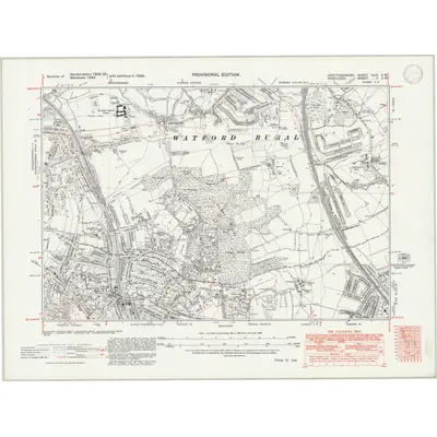 1938 Map of Hertfordshire XLIV.SW, 1946 Print