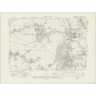1912 Map of Hertfordshire XLV.SE, 1920 Print