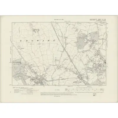 1913 Map of Hertfordshire XLV.SW, 1919 Print
