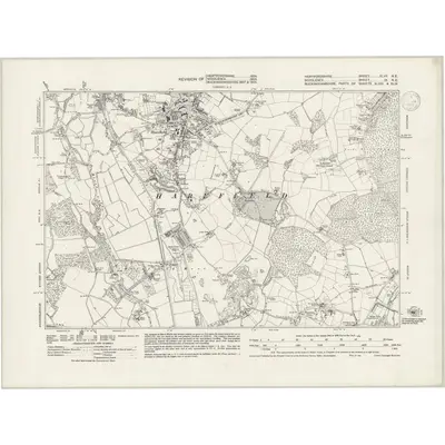 1934 Map of Hertfordshire XLVII.NE, 1939 Print