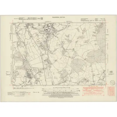1938 Map of Hertfordshire XLVII.NE, 1950 Print