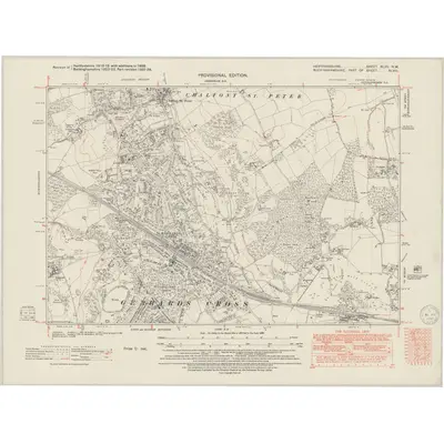 1938 Map of Hertfordshire XLVII.NW, 1950 Print