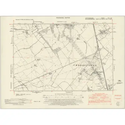 1950 Map of Hertfordshire XVII.SW, 1952 Print