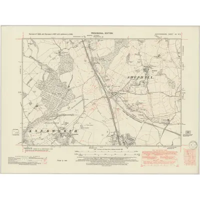 1946 Map of Hertfordshire XX.NE, 1950 Print