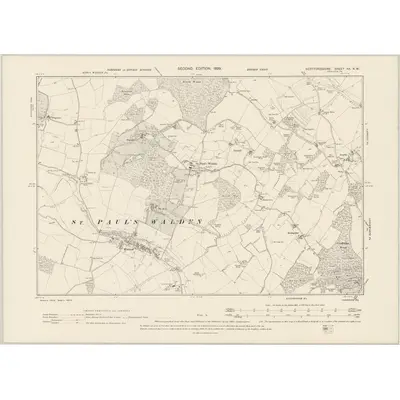 1896 Map of Hertfordshire XX.NW, 1899 Print