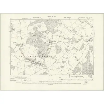 1922 Map of Hertfordshire XX.NW, 1925 Print
