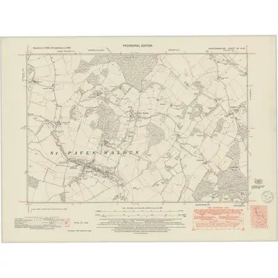 1946 Map of Hertfordshire XX.NW, 1950 Print
