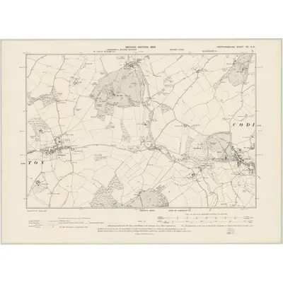 1897 Map of Hertfordshire XX.SW, 1899 Print