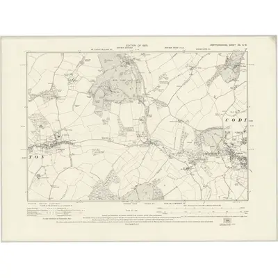 1922 Map of Hertfordshire XX.SW, 1925 Print