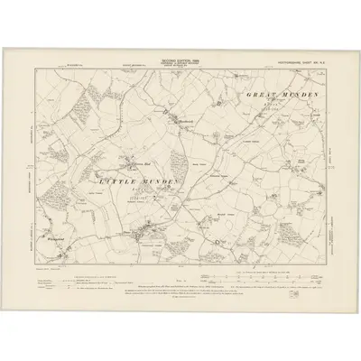 1897 Map of Hertfordshire XXI.NE, 1899 Print