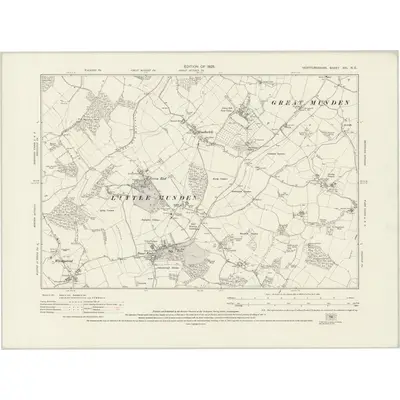 1922 Map of Hertfordshire XXI.NE, 1925 Print