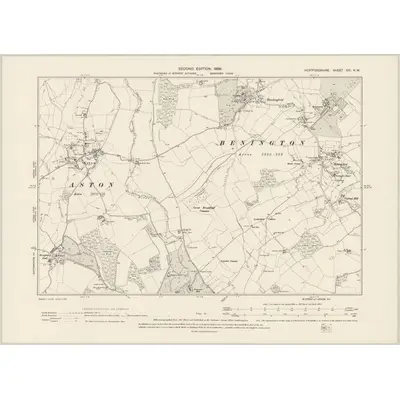 1897 Map of Hertfordshire XXI.NW, 1899 Print