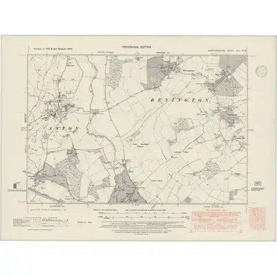 1946 Map of Hertfordshire XXI.NW, 1948 Print