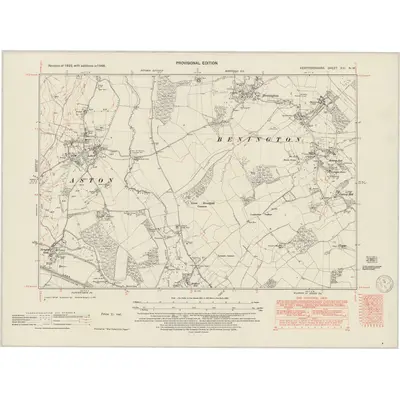 1946 Map of Hertfordshire XXI.NW, 1950 Print