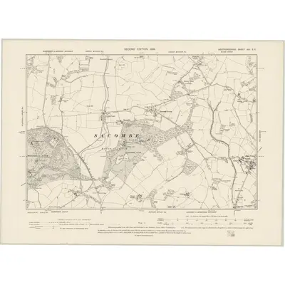 1897 Map of Hertfordshire XXI.SE, 1899 Print