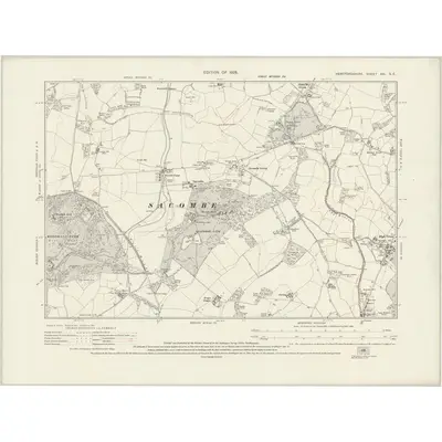 1922 Map of Hertfordshire XXI.SE, 1925 Print
