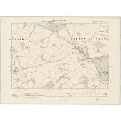 1896 Map of Hertfordshire XXI.SW, 1899 Print