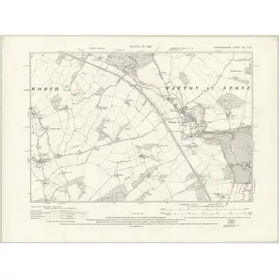 1922 Map of Hertfordshire XXI.SW, 1925 Print