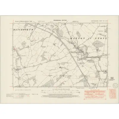 1946 Map of Hertfordshire XXI.SW, 1950 Print
