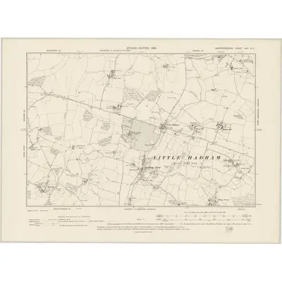 1896 Map of Hertfordshire XXII.NE, 1899 Print