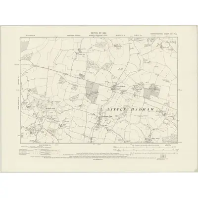 1921 Map of Hertfordshire XXII.NE, 1924 Print