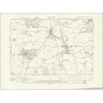 1921 Map of Hertfordshire XXII.NW, 1925 Print
