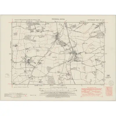 1946 Map of Hertfordshire XXII.NW, 1950 Print