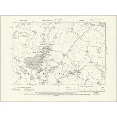 1922 Map of Hertfordshire XXII.SE, 1925 Print