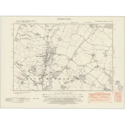 1946 Map of Hertfordshire XXII.SE, 1950 Print