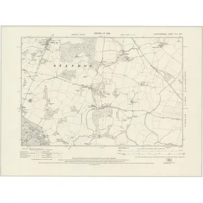 1921 Map of Hertfordshire XXII.SW, 1925 Print