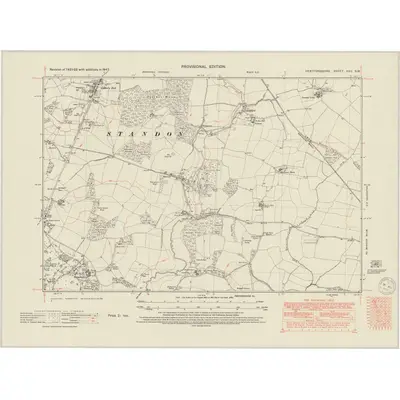 1947 Map of Hertfordshire XXII.SW, 1950 Print