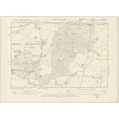 1896 Map of Hertfordshire XXIII.SE, 1899 Print