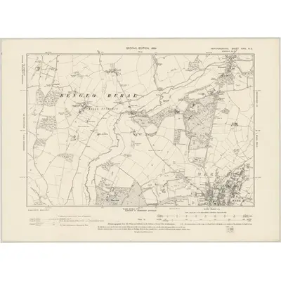 1896 Map of Hertfordshire XXIX.NE, 1899 Print