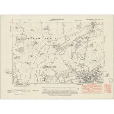 1938 Map of Hertfordshire XXIX.NE, 1950 Print