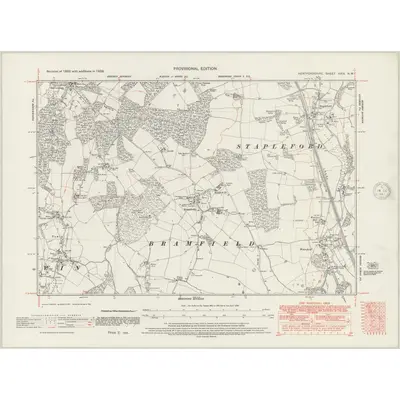 1938 Map of Hertfordshire XXIX.NW, 1947 Print